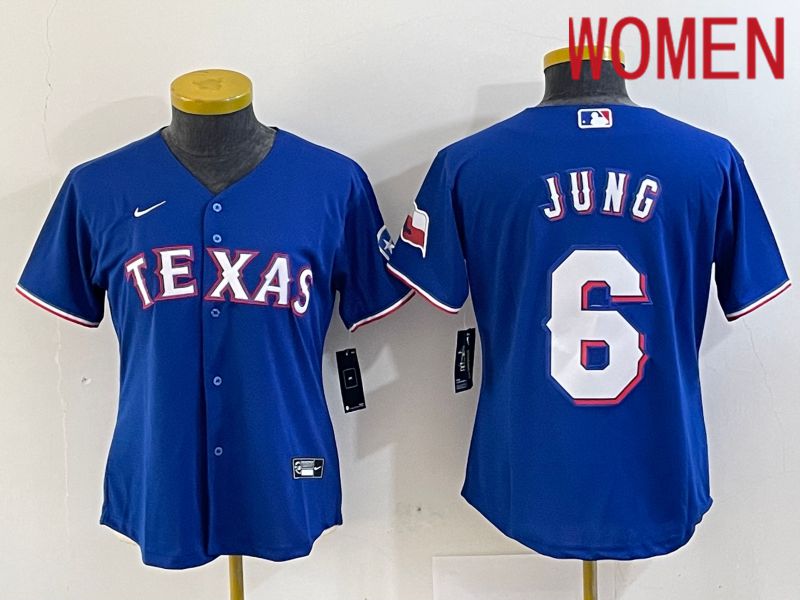 Women Texas Rangers #6 Jung Blue Nike Game 2024 MLB Jersey style 1->women mlb jersey->Women Jersey